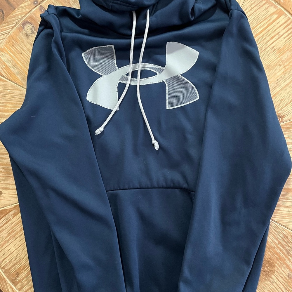 Under Armour Dark Blue Hoodie with Metallic Logo